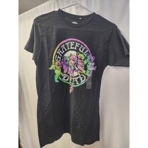 Grateful Dead Dancing Bears Rainbow Glitter Graphic T-Shirt Black Small NEW